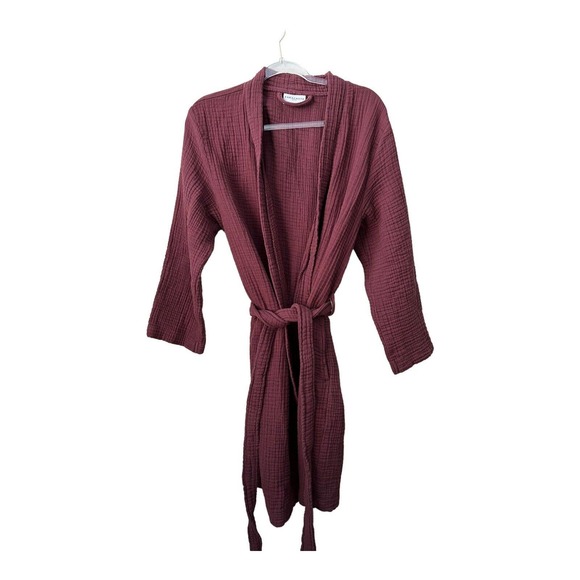 Parachute Other - Parachute Unisex Waffle Cotton Short Robe W/Tie Belt Size Medium Mulberry